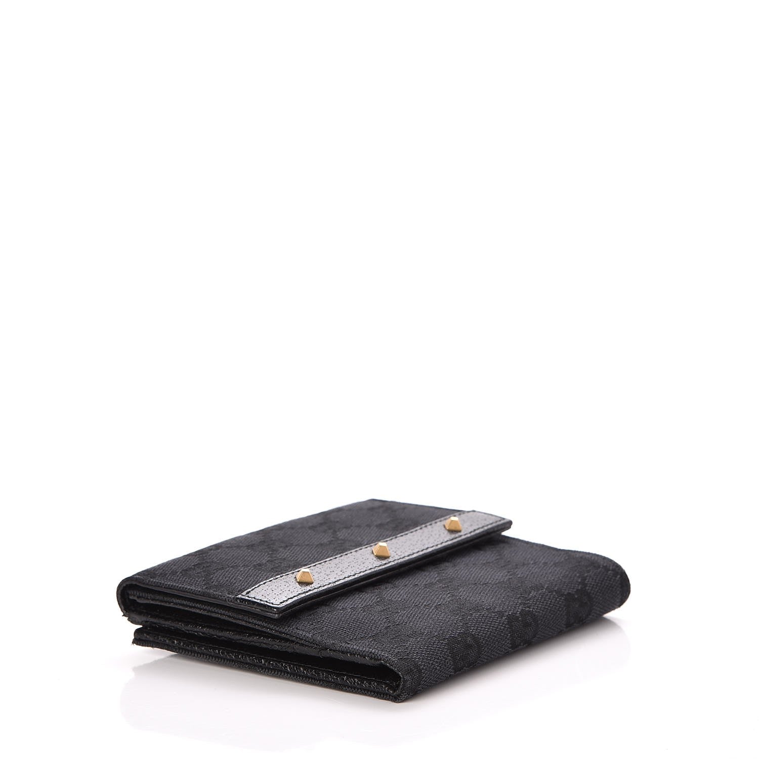 Gucci Monogram Studded French Flap Wallet Black 4 of 7