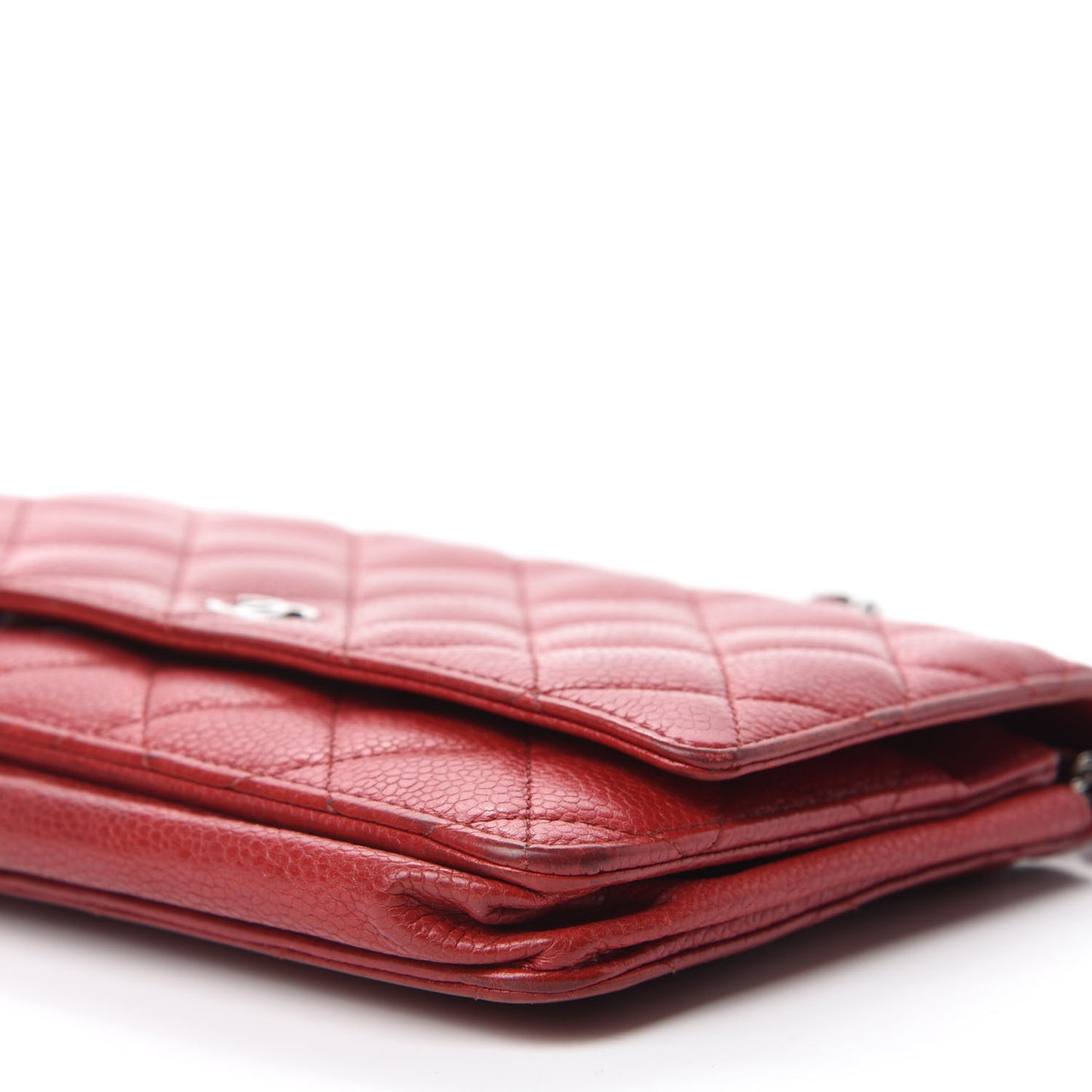 Caviar Quilted Wallet On Chain WOC Dark Red