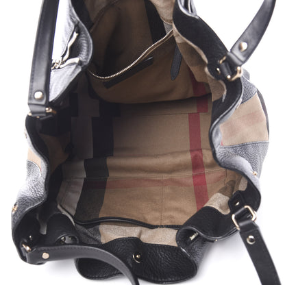 Burberry Grainy Calfskin House Check Medium Maidstone Black 4 of 11