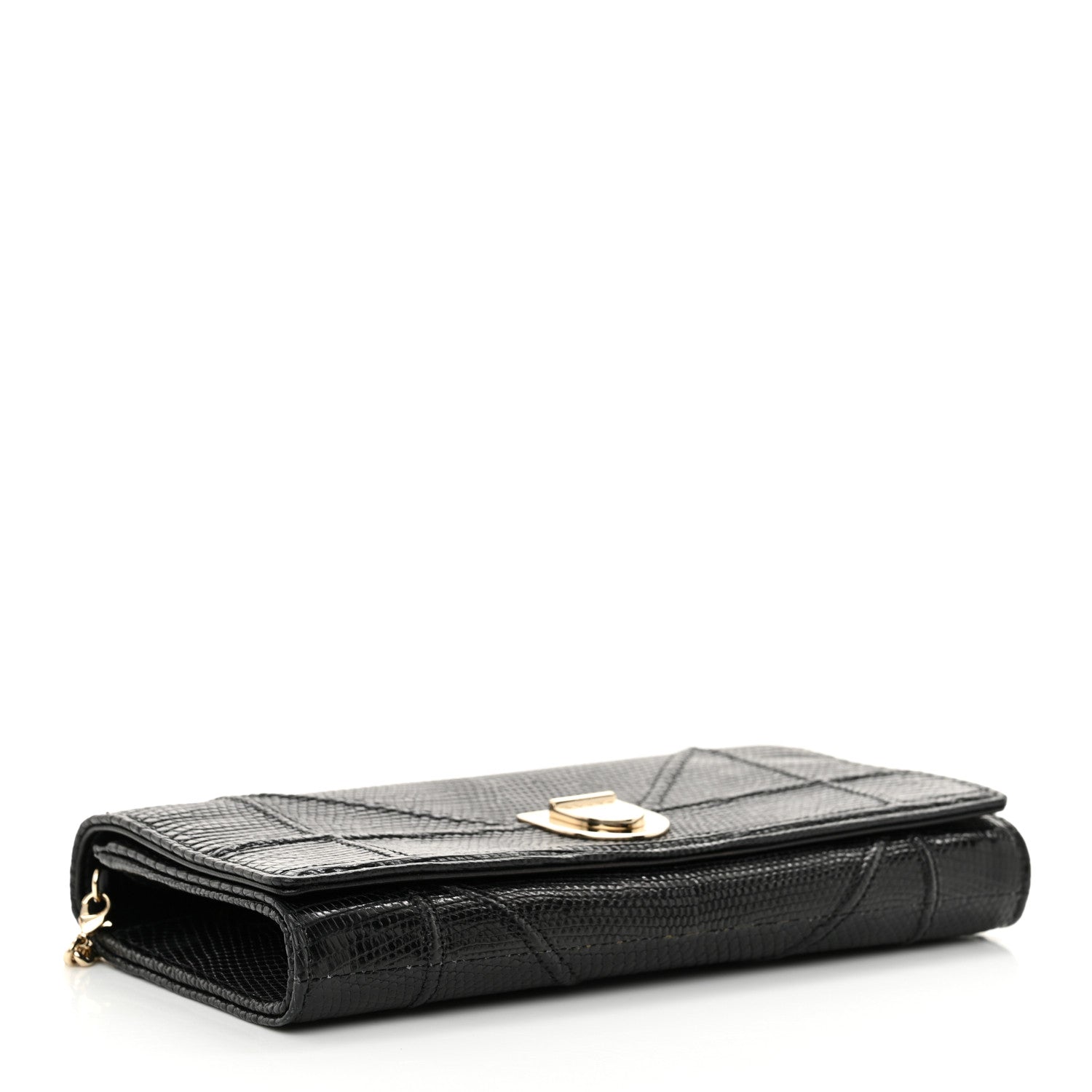 Christian Dior Lizard Diorama Croisiere Chain Wallet Black 4 of 13