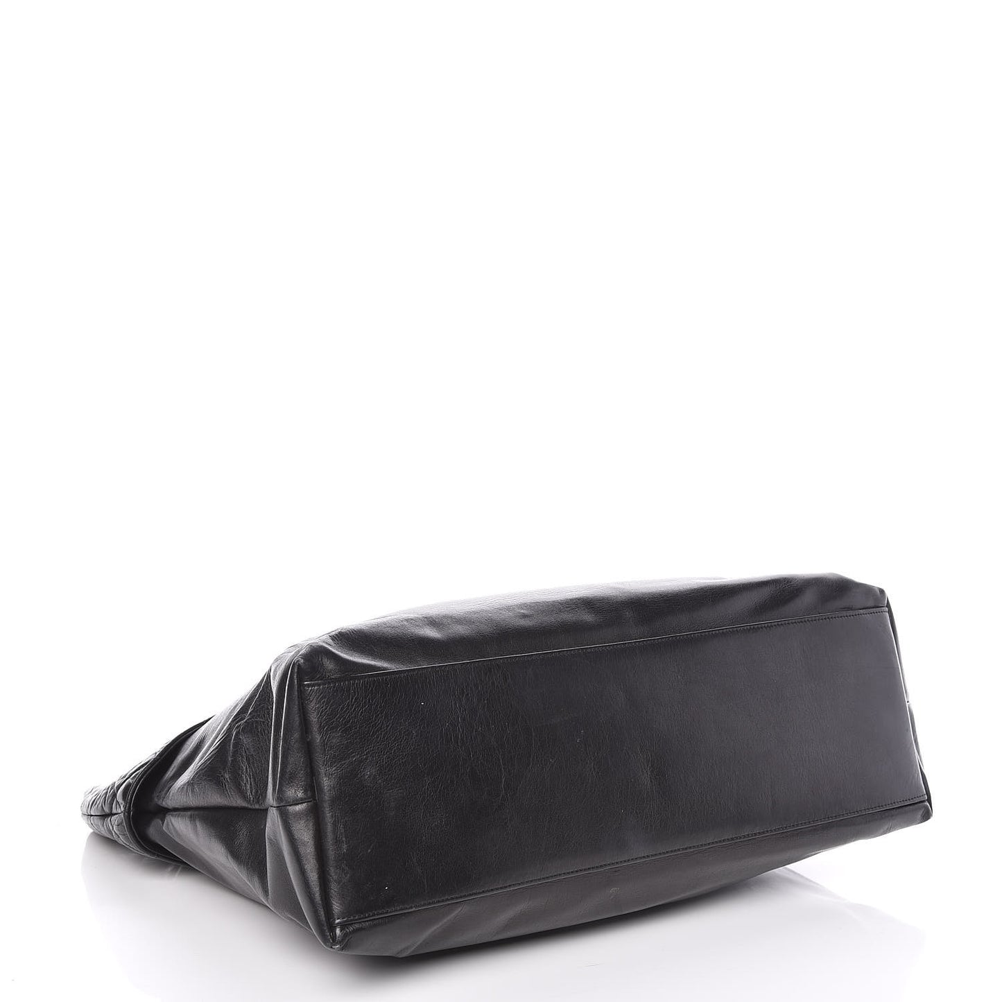 Calfskin Quilted Large Shoulder Bag Black