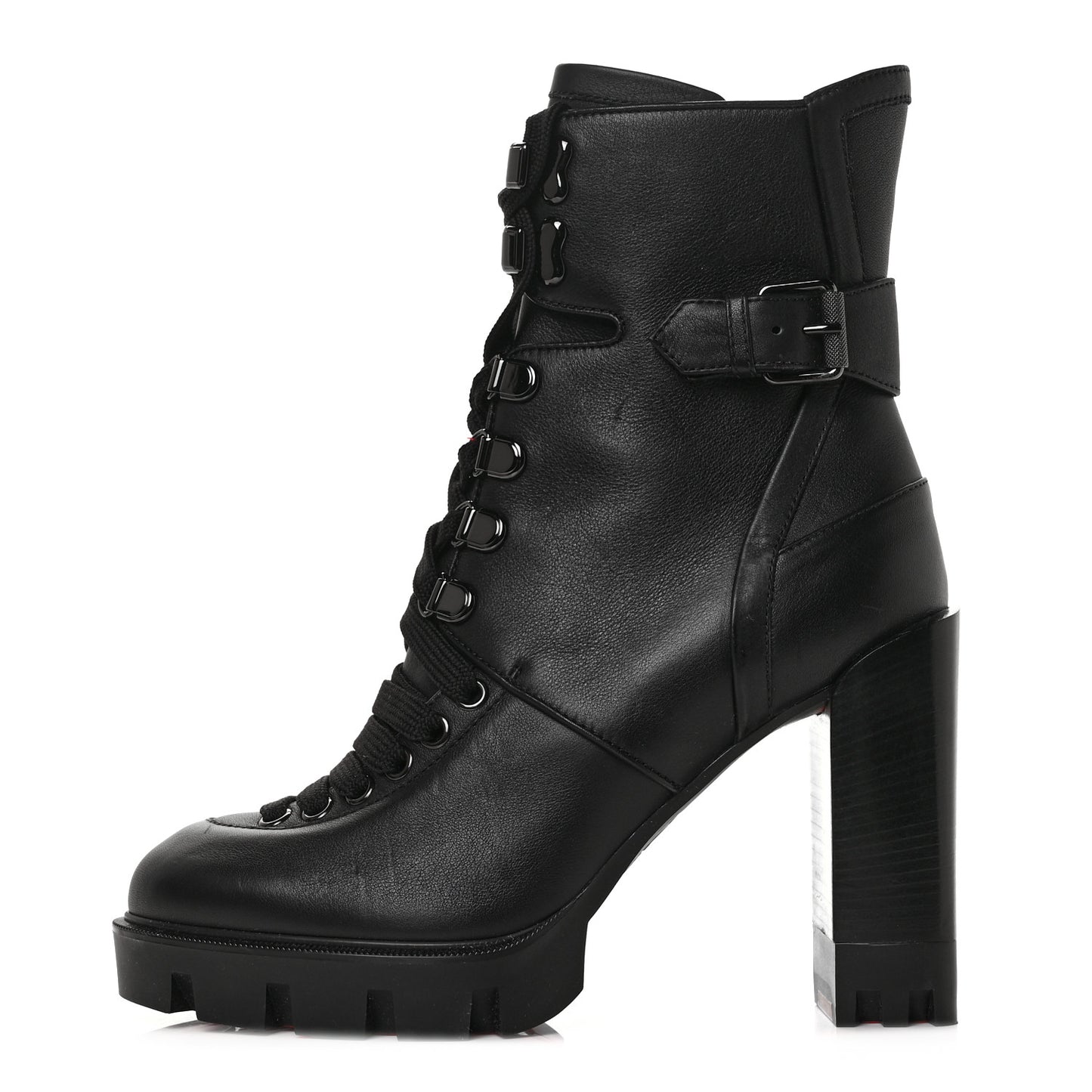 Calfskin Macademia 100 Biker Platform Boots 36.5 Black