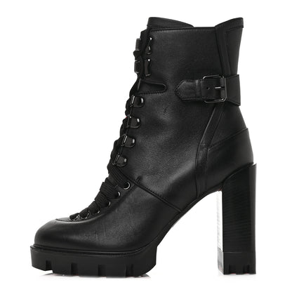 Christian Louboutin Calfskin Macademia 100 Biker Platform Boots 36.5 Black 1 of 5