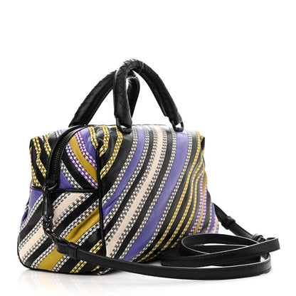Bottega Veneta Nappa Diagonal Stripe Boston Lavender Black Multi 3 of 10