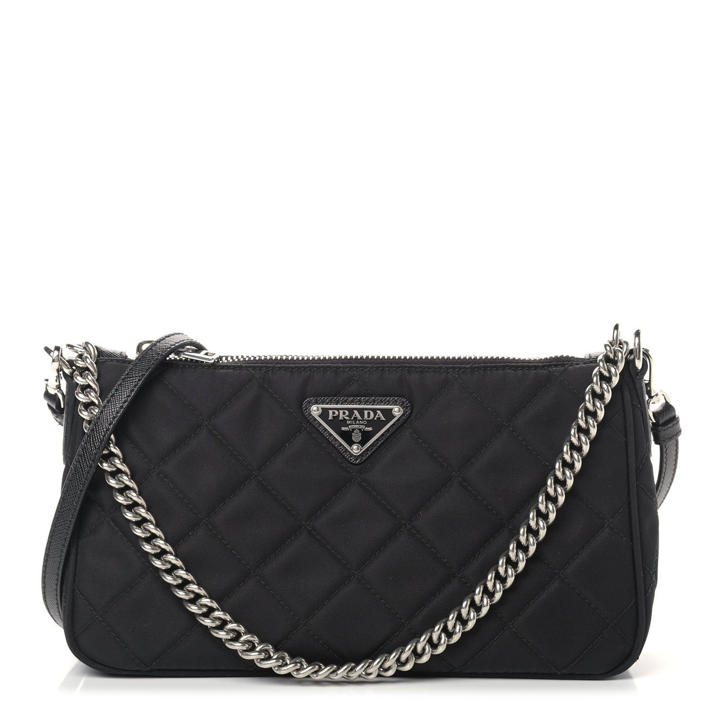 Nylon Tessuto Impuntu Quilted Crossbody Bag Black