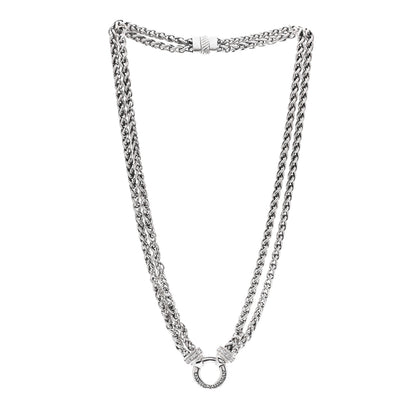 David Yurman Sterling Silver Diamond 18mm Double Wheat Chain Necklace 3 of 4