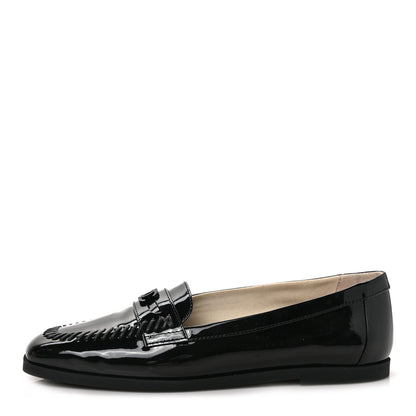 Chanel Patent CC Mocassin Loafers 38 Black 1 of 9