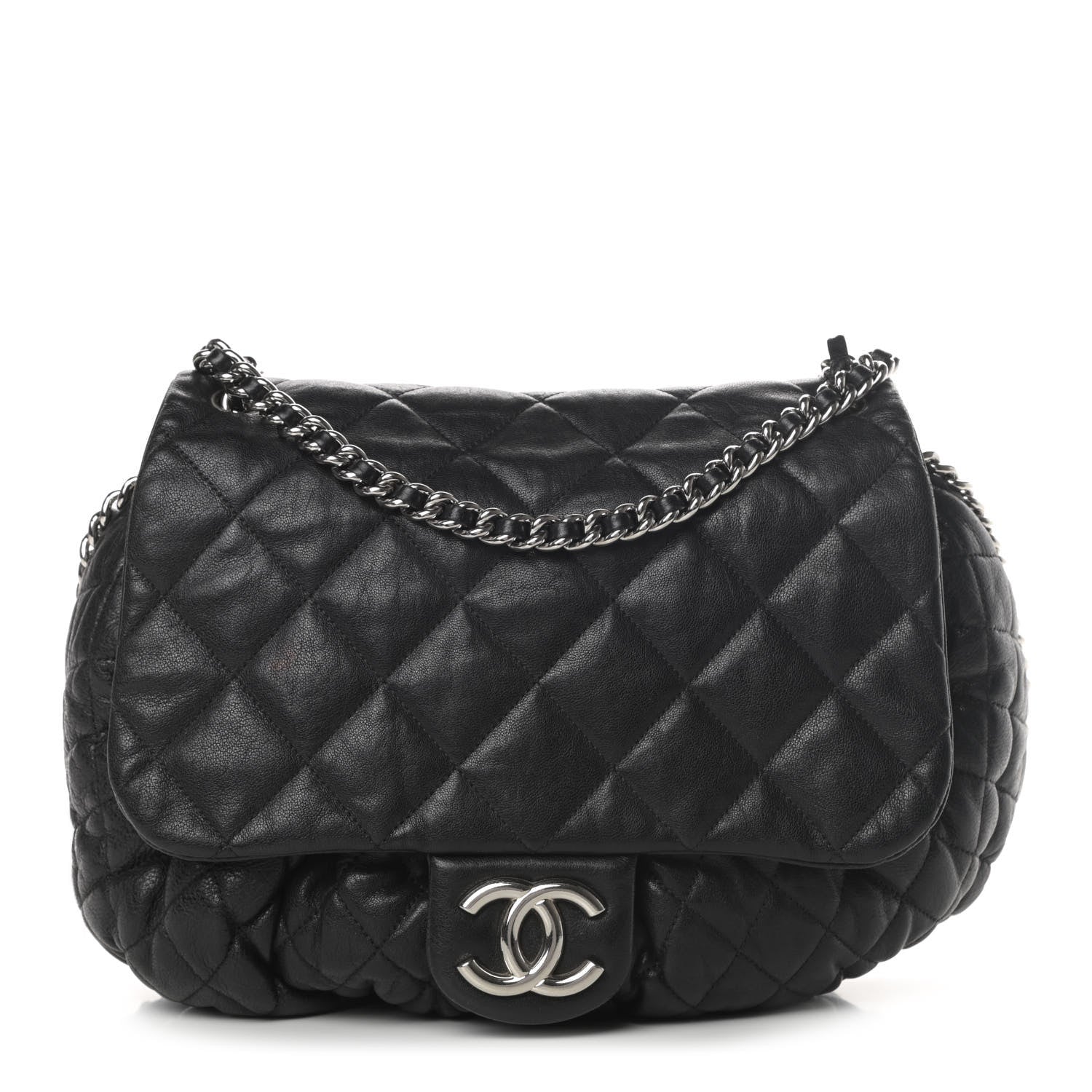 Chanel Washed Lambskin Quilted Large Chain Around Flap Black 1 of 13
