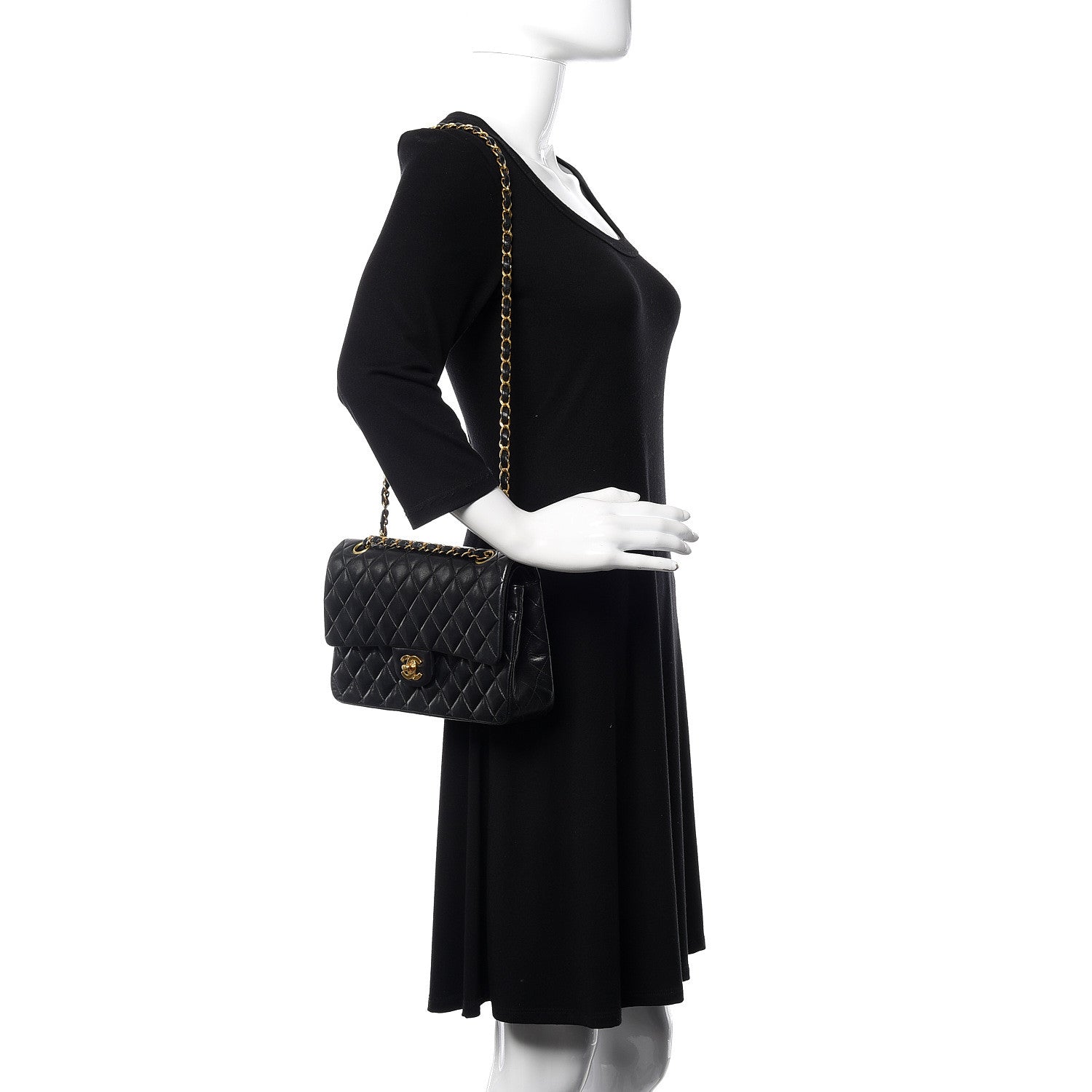 Chanel Lambskin Quilted Medium Double Flap Black 2 of 12