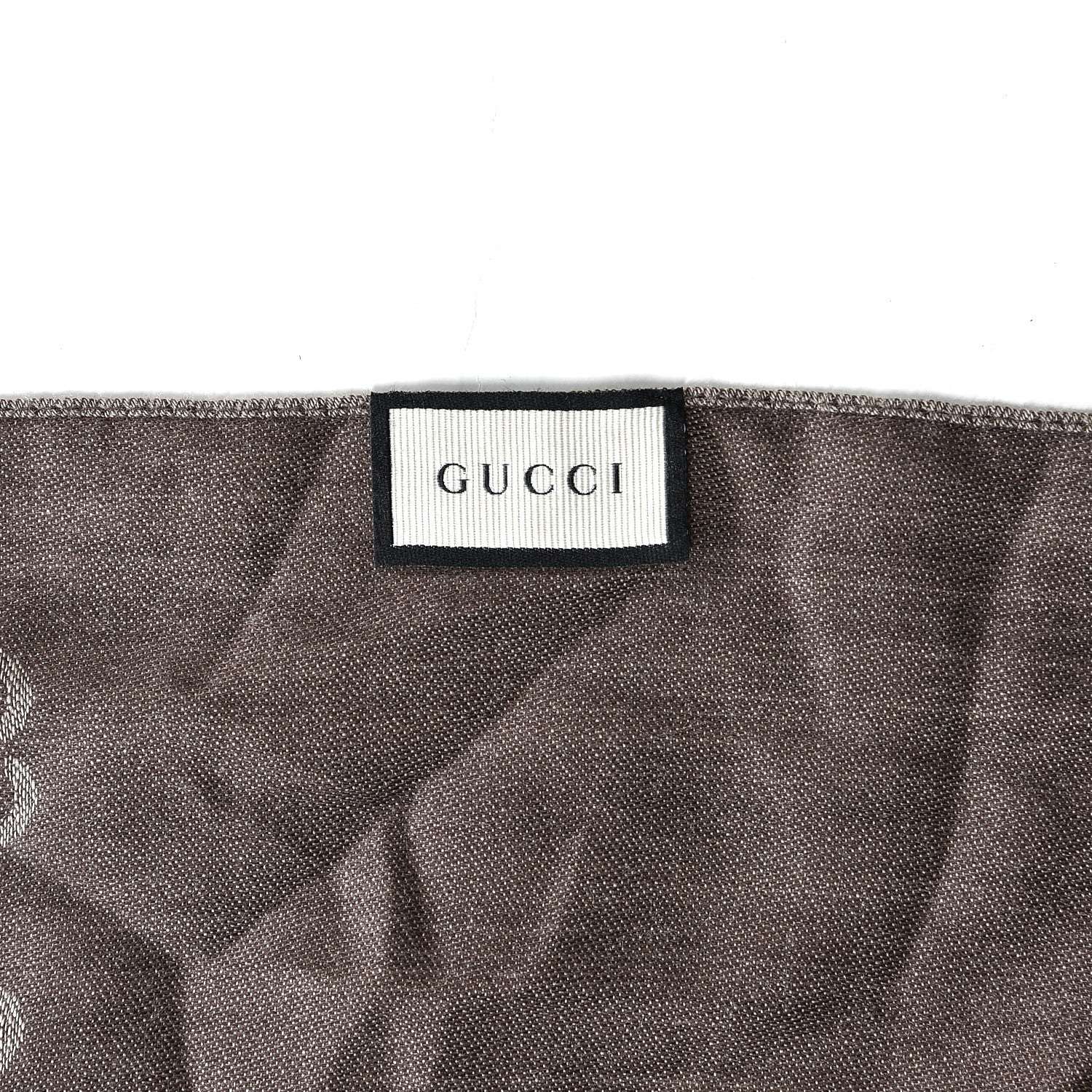 Gucci Wool Silk Monogram Scarf Brown 4 of 4