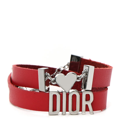 Christian Dior Calfskin Dior Heart Double Bracelet Red 1 of 4