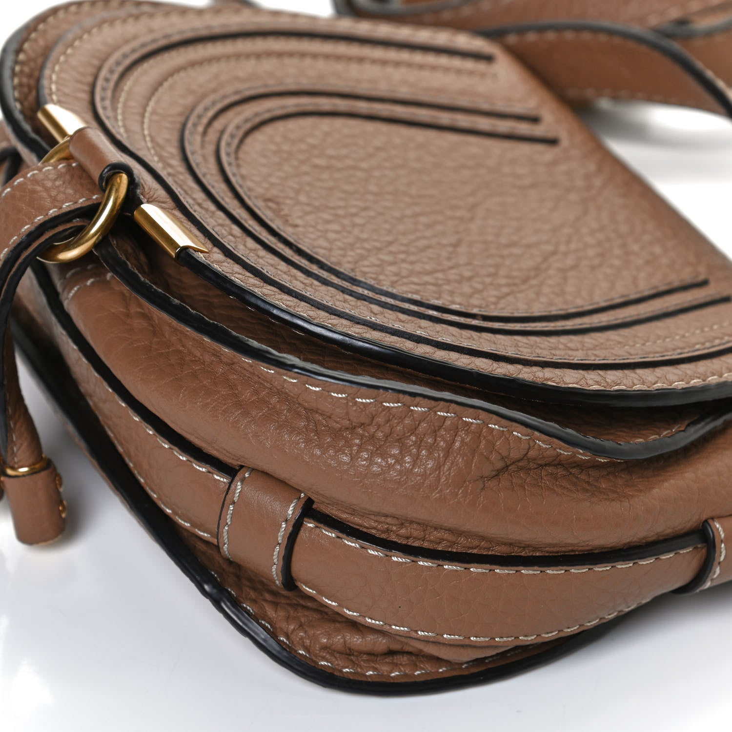 Chloe Calfskin Mini Marcie Round Crossbody Bag Nut 10 of 11