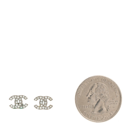 Chanel Crystal Mini Timeless CC Earrings Silver 3 of 4