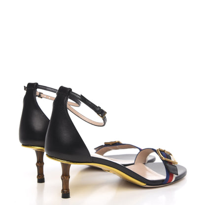 Gucci Calfskin Grosgrain Sylvie Sandals 38 Black 4 of 8