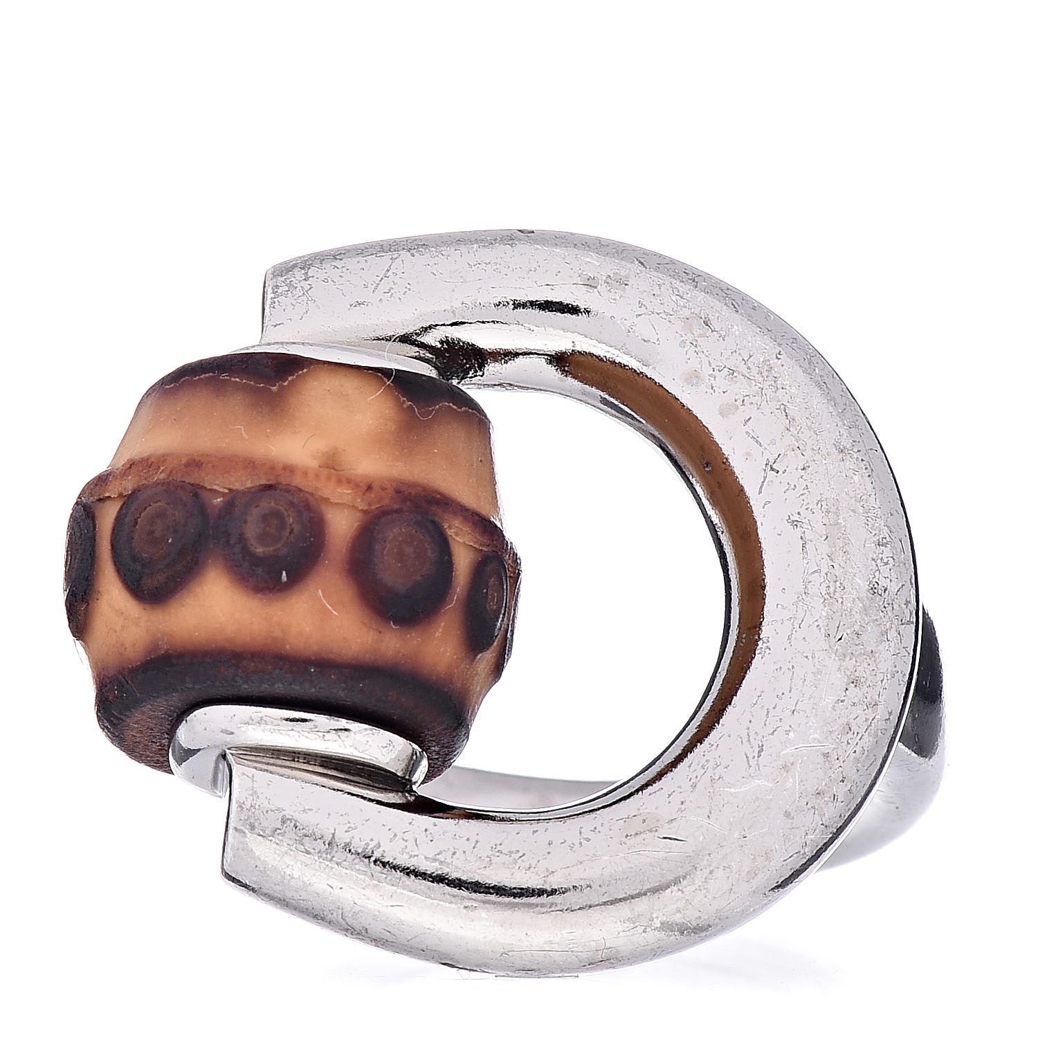 Gucci Sterling Silver Bamboo Horsebit Ring 52 6 1 of 5