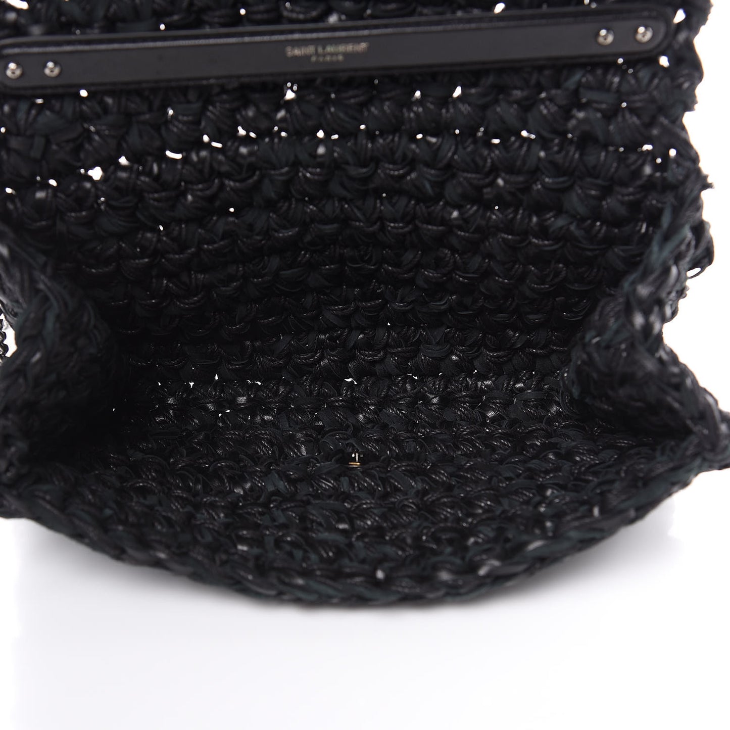 Woven Calfskin Medium Monogram Kate Satchel Black