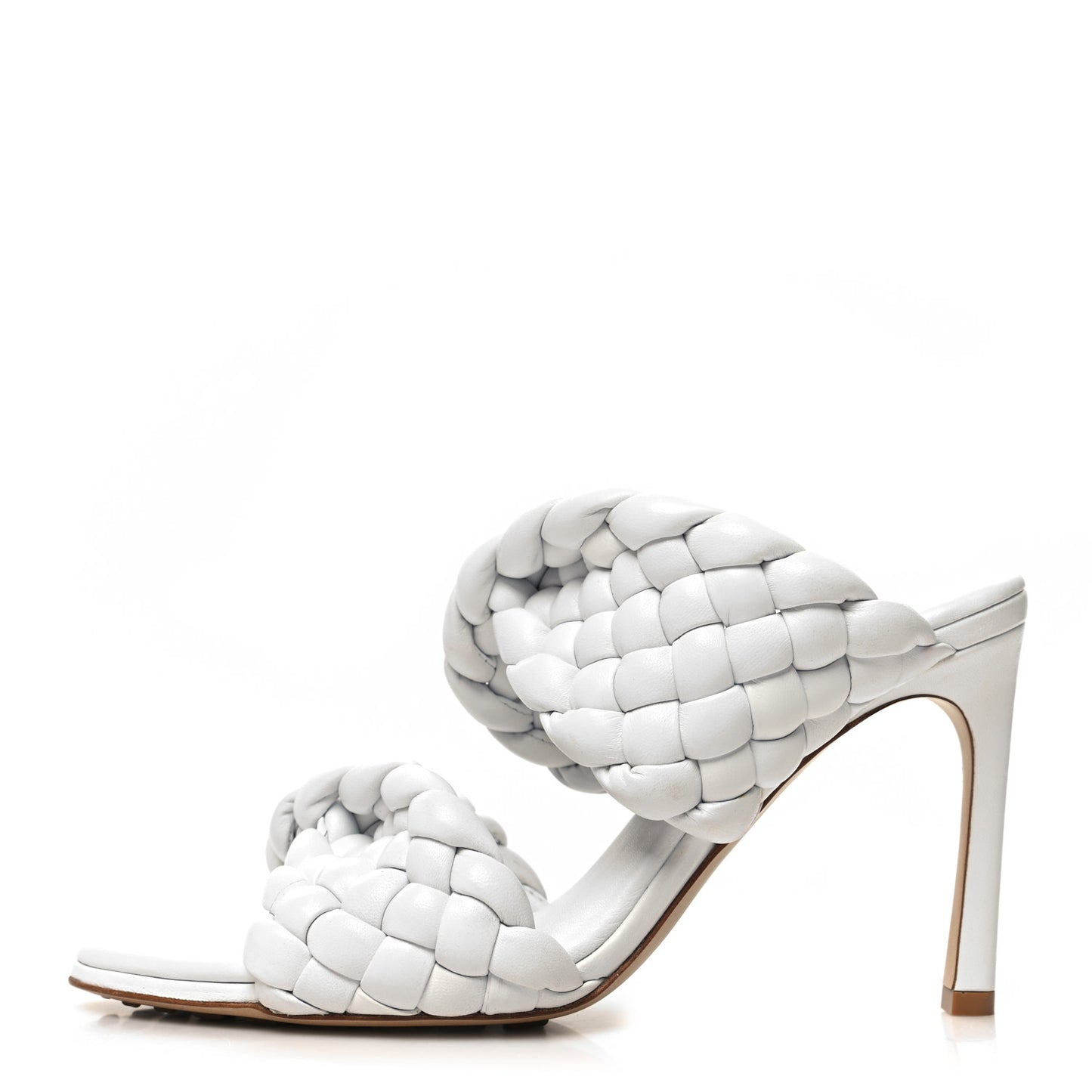 Nappa Twisted Padded Intrecciato Curve Slide Sandals 37.5 Optic White