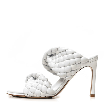 Bottega Veneta Nappa Twisted Padded Intrecciato Curve Slide Sandals 37.5 Optic White 1 of 10