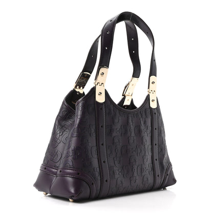 Gucci Calfskin Horsebit Embossed Shoulder Bag Purple 3 of 10