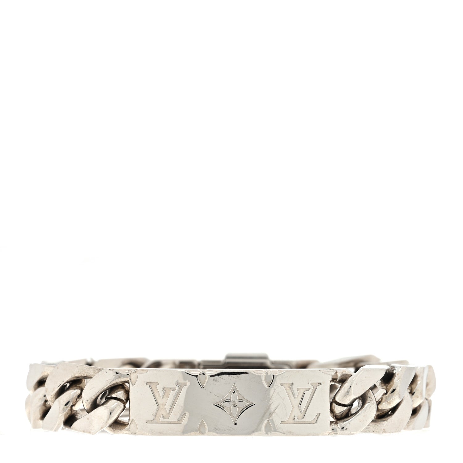 Louis Vuitton Zamac Palladium Monogram Chain Bracelet Silver 1 of 3