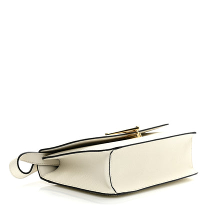 Prada Saffiano Cuir Triangle Embleme Flap Shoulder Bag White 4 of 7