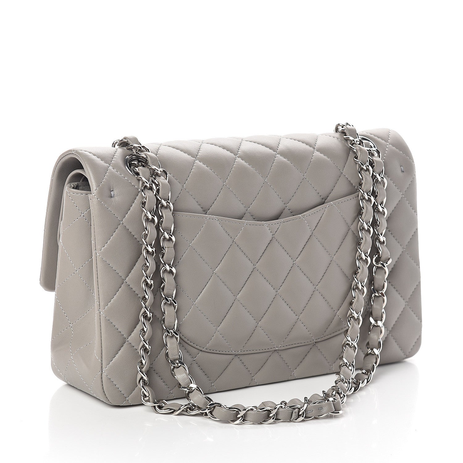 Chanel Lambskin Quilted Medium Double Flap Grey 2 of 9