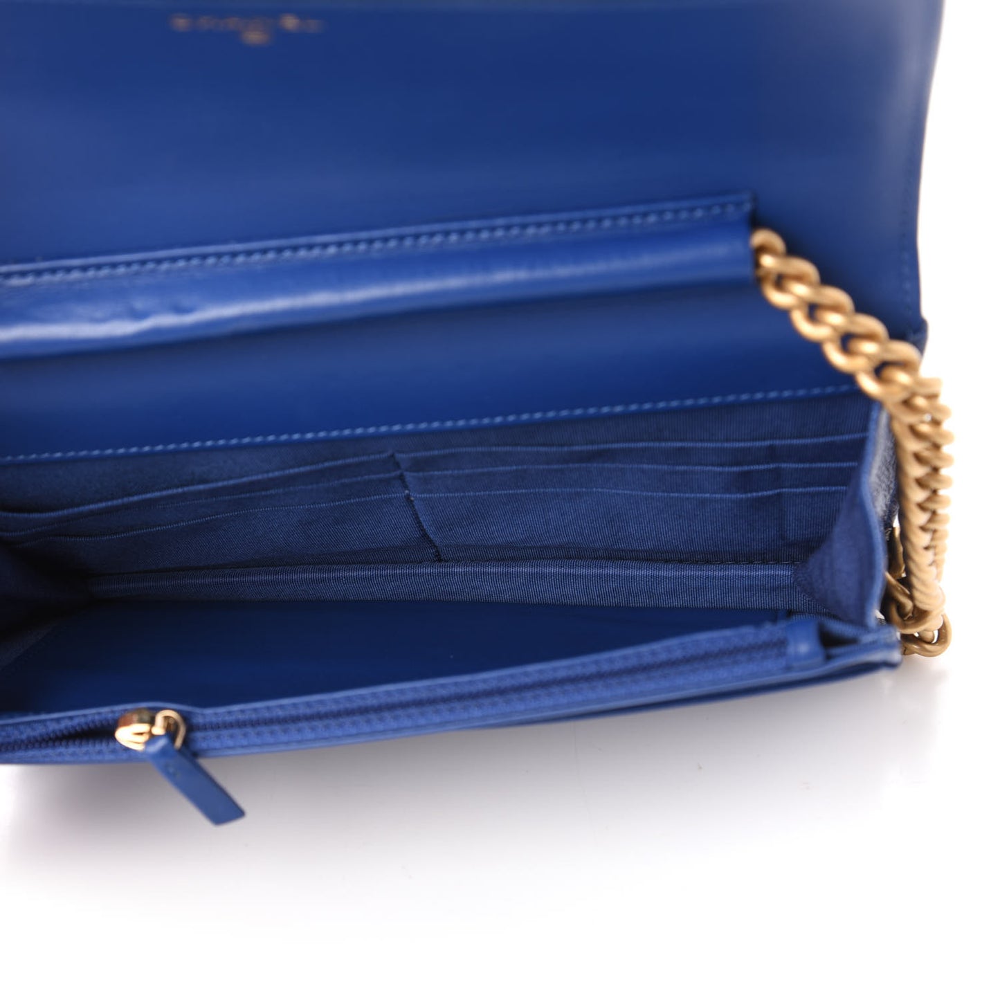 Caviar Quilted Boy Wallet On Chain WOC Blue