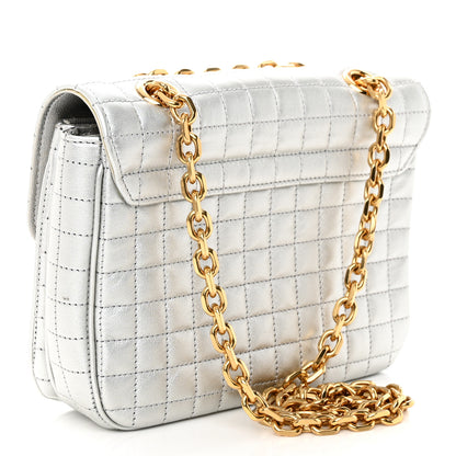 Celine Laminated Calfskin Quilted Medium C Bag Silver 3 of 9