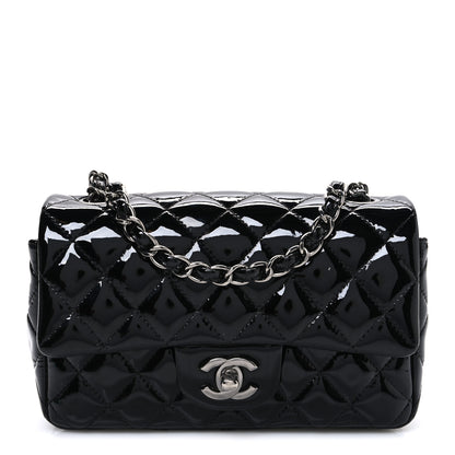 Chanel Patent Calfskin Quilted Mini Rectangular Flap Black 1 of 10