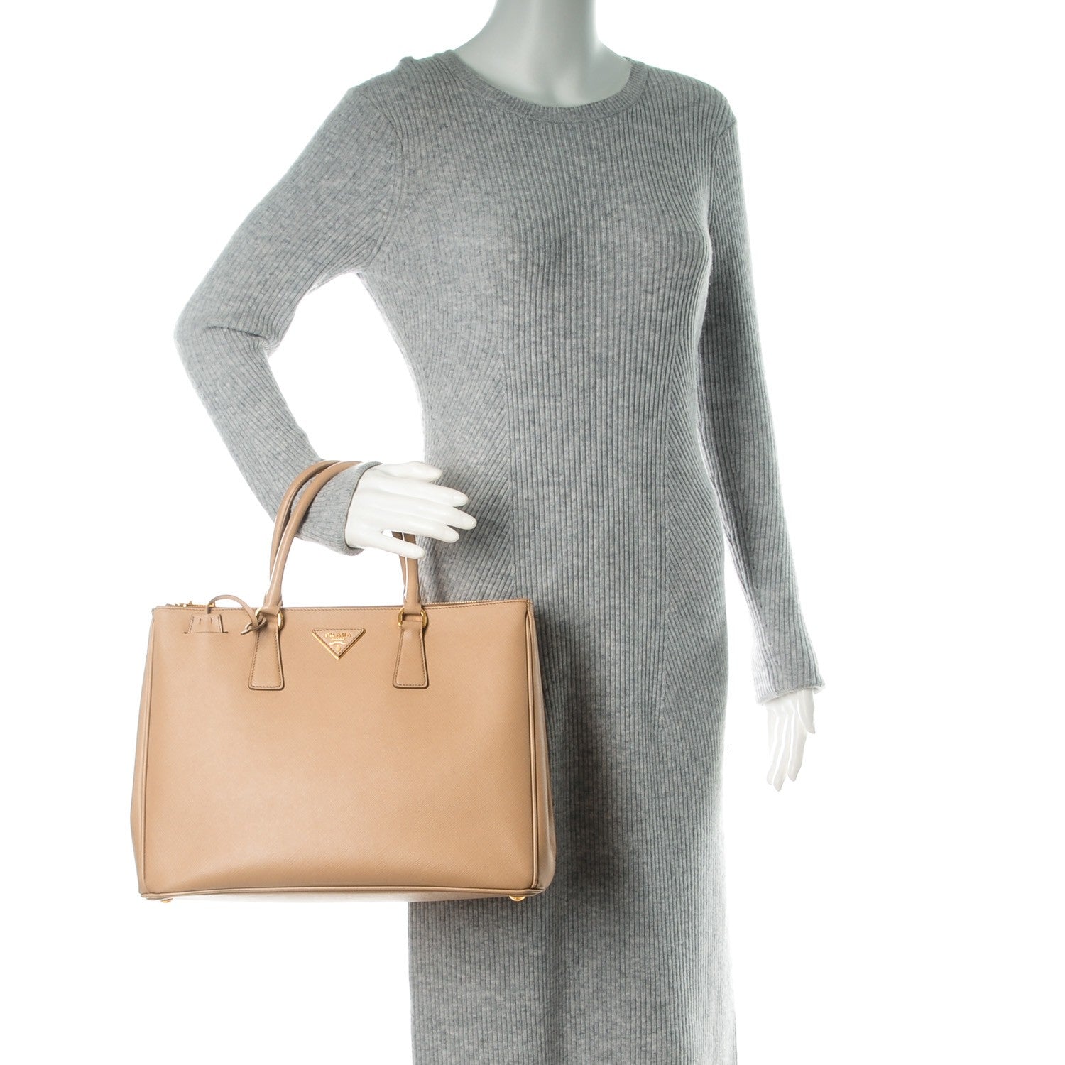 Prada Saffiano Large Galleria Double Zip Tote Sabbia 2 of 8
