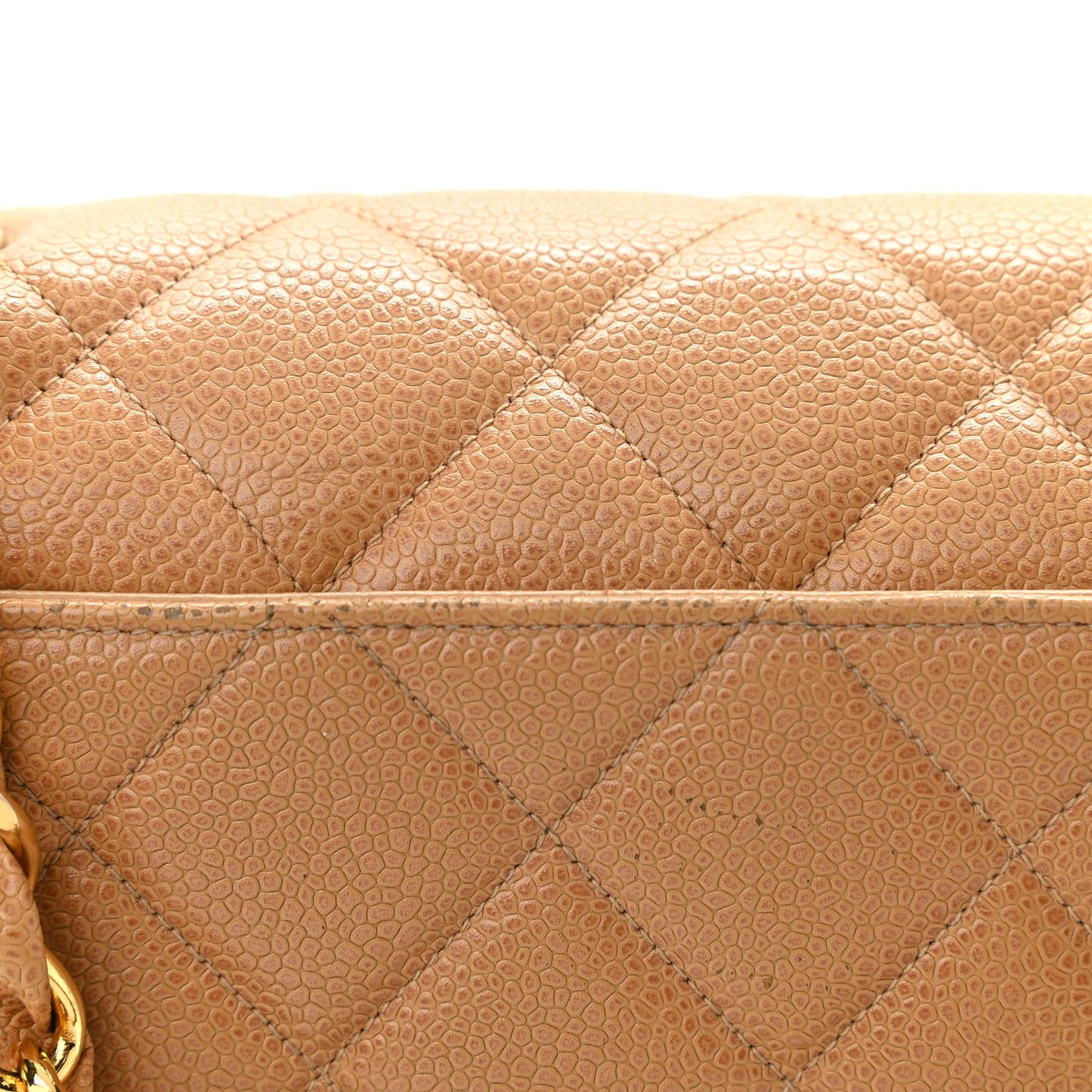 Caviar Quilted Small Single Flap Beige