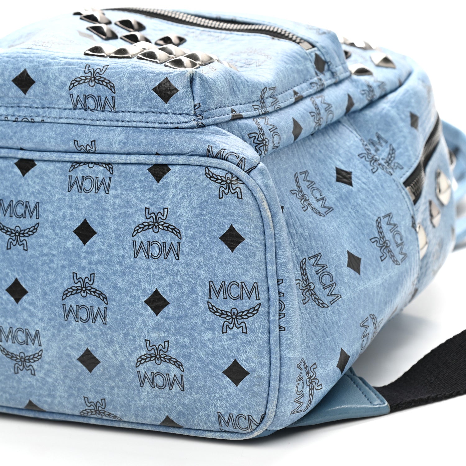 MCM Visetos Studded Small Stark M Backpack Blue 10 of 10