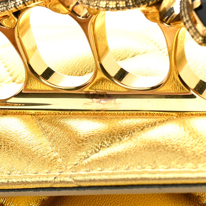 Alexander McQueen Metallic Calfskin Quilted Knuckle Shoulder Bag Gold 14 of 20