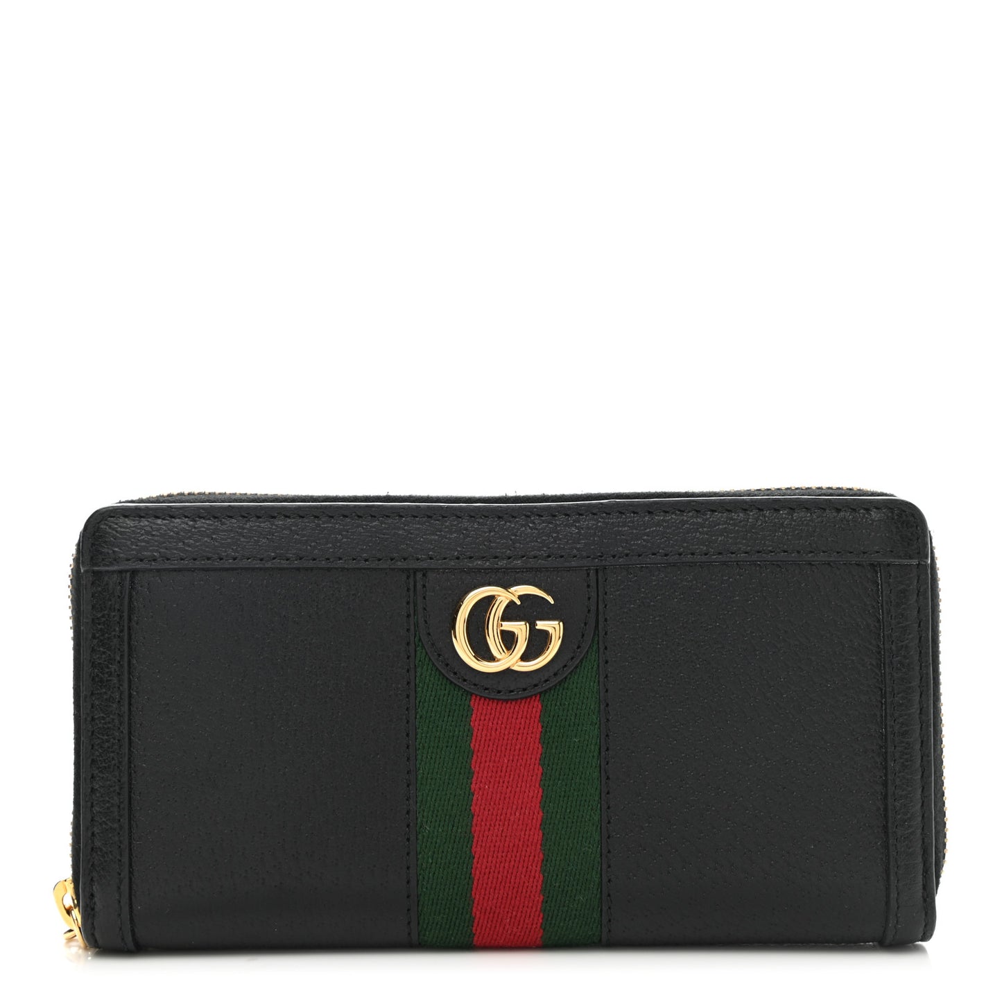 Calfskin Web Ophidia Zip Around Wallet Black