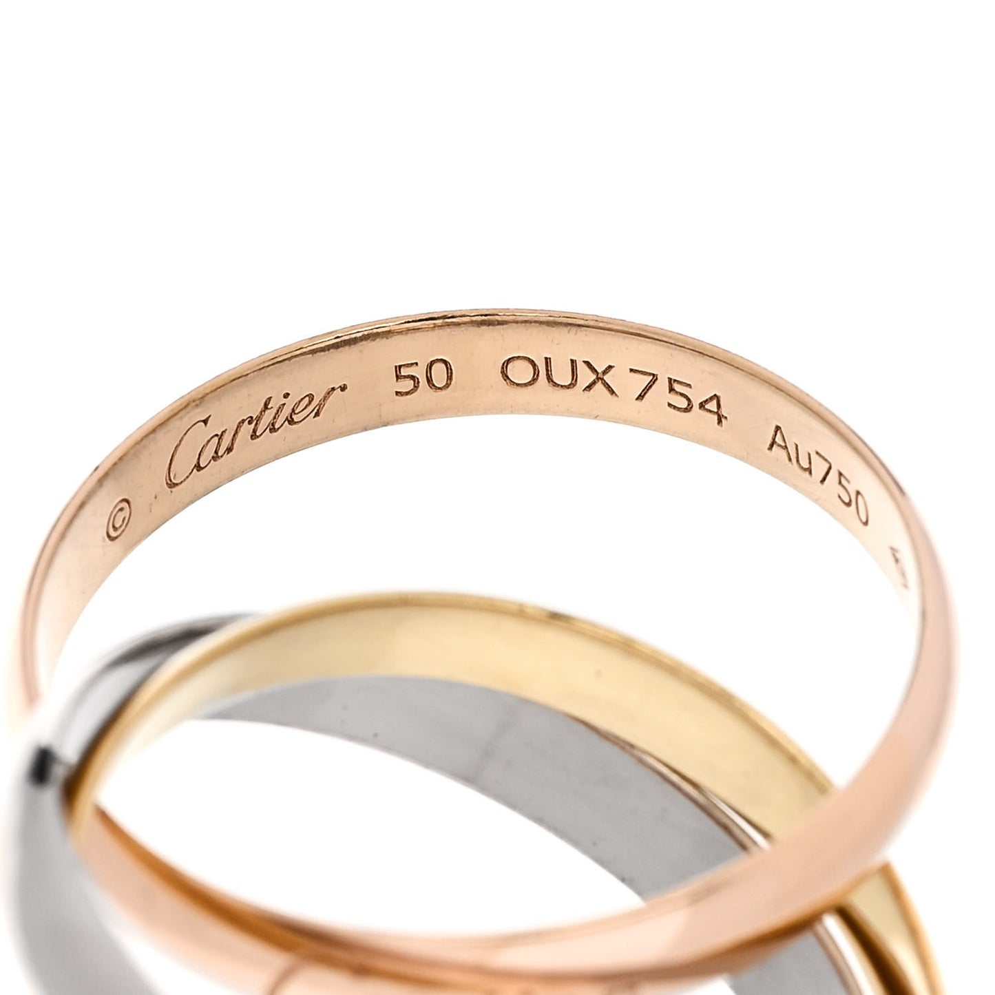 18K Pink Yellow White Gold Small Trinity Ring 50 5.25