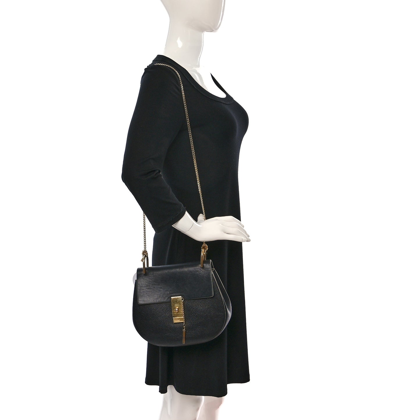 Grained Lambskin Drew Shoulder Bag Black