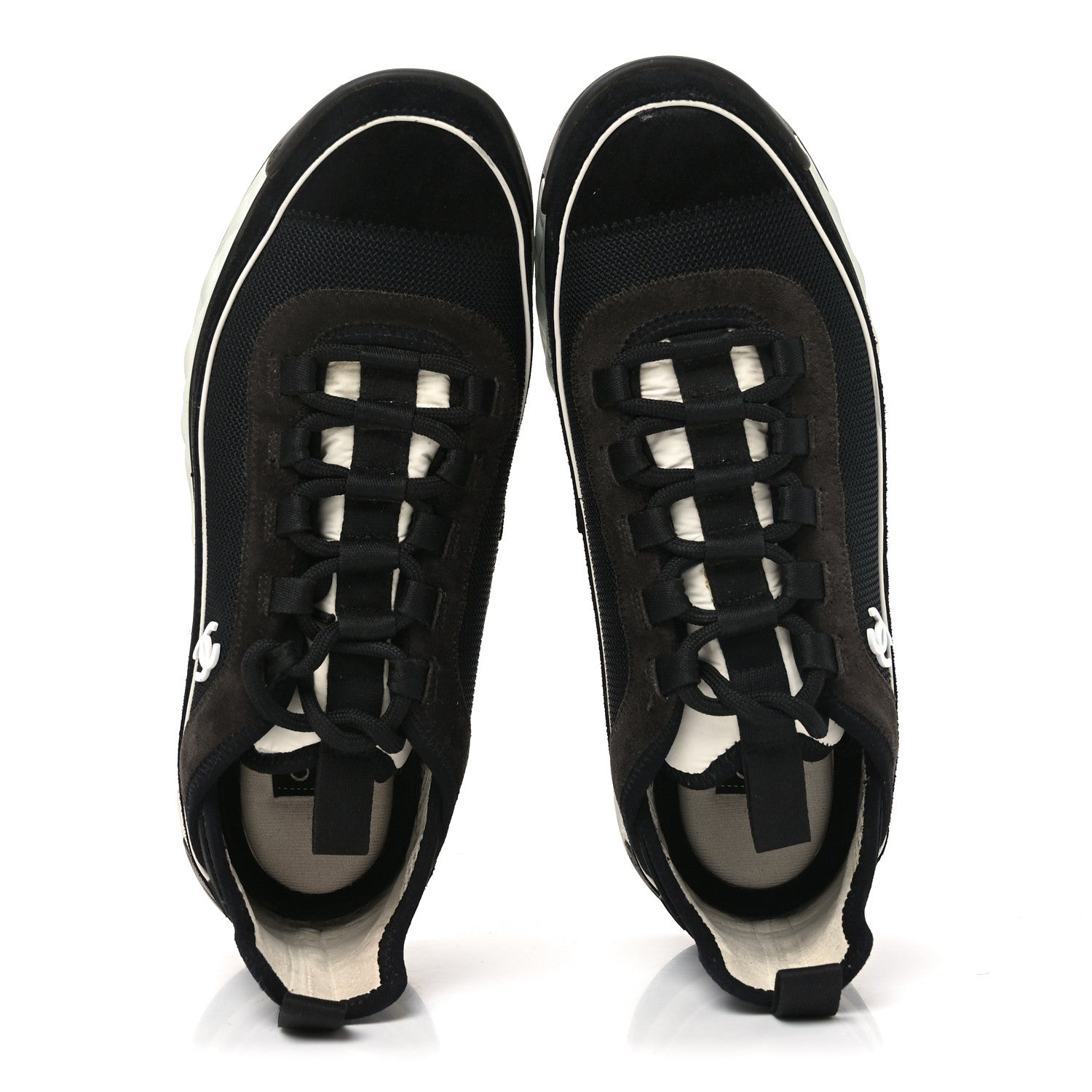 Chanel Fabric Suede CC Sneakers 39.5 Black Brown 2 of 8