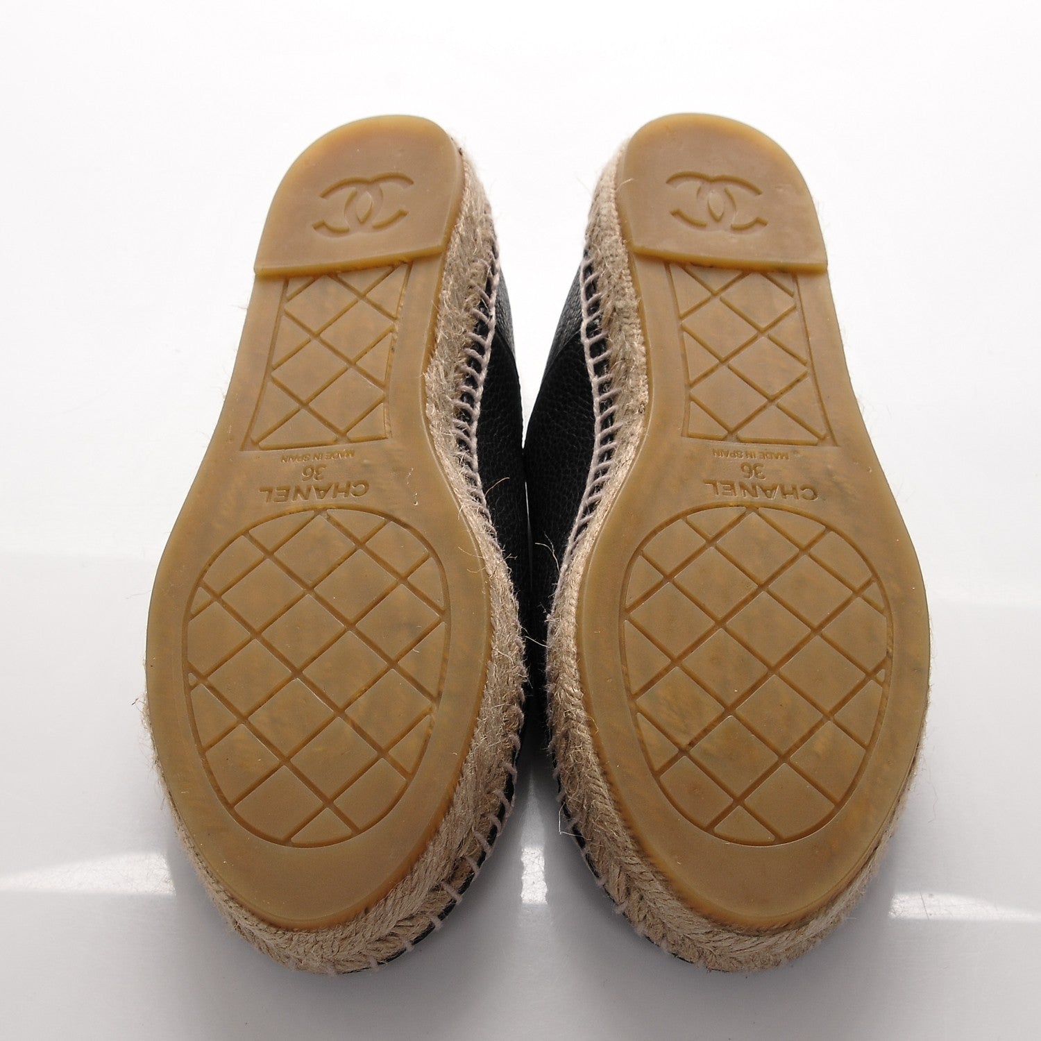 Chanel Grained Calfskin CC Espadrilles 36 Black 5 of 8