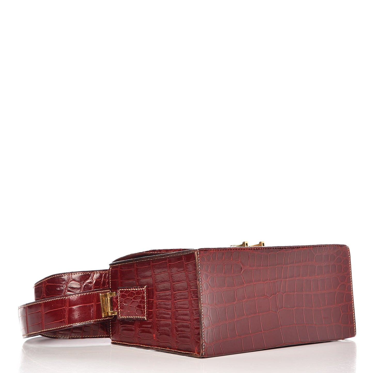 Shiny Porosus Crocodile Handbag Rouge H