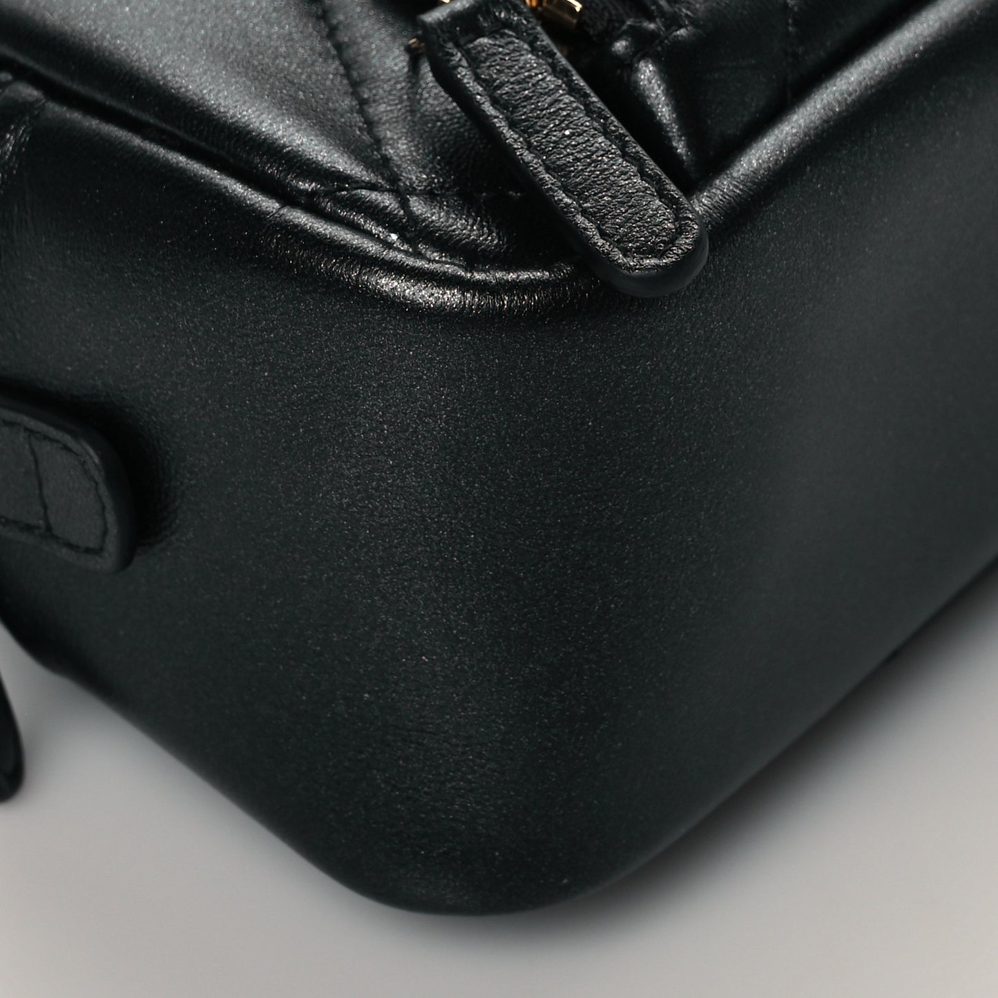 Lambskin Quilted Double Zip Pouch Black