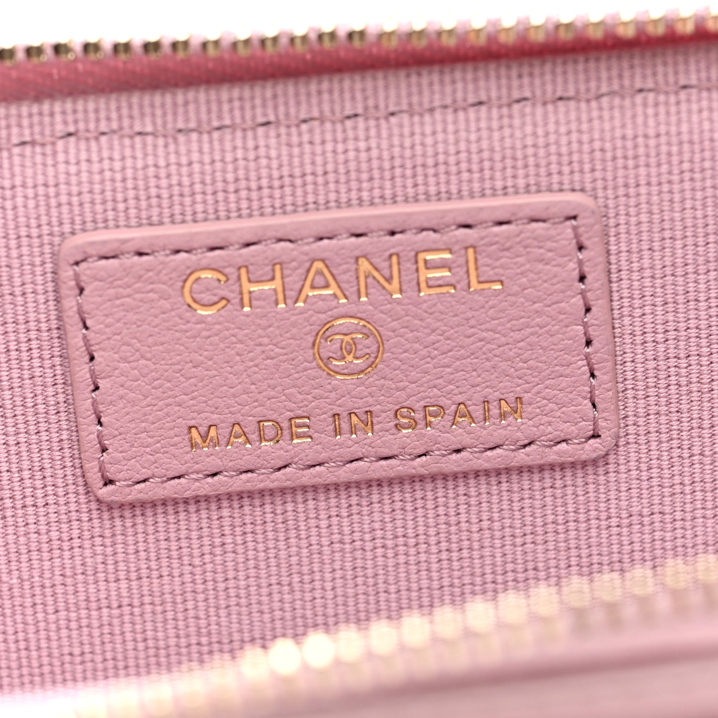 Lambskin Quilted Pearl Crystal CC Zip Around Card Holder Pink