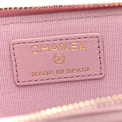 Chanel Lambskin Quilted Pearl Crystal CC Zip Around Card Holder Pink 6 of 7