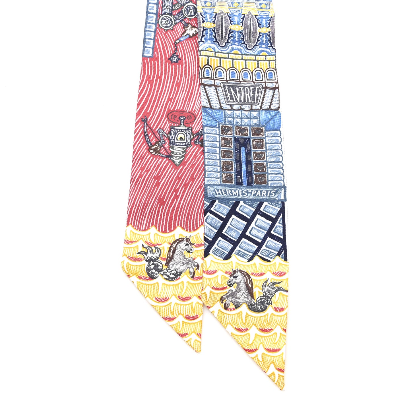 Silk Super Silk Quest Twilly Bleu Beige Dore Brun