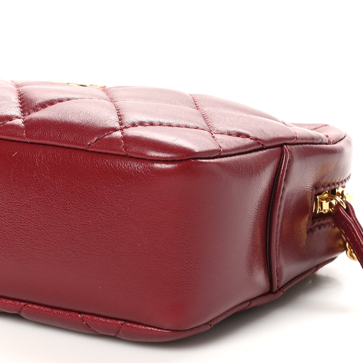 Chanel Shiny Lambskin Quilted Mini Camera Case Burgundy 1619955