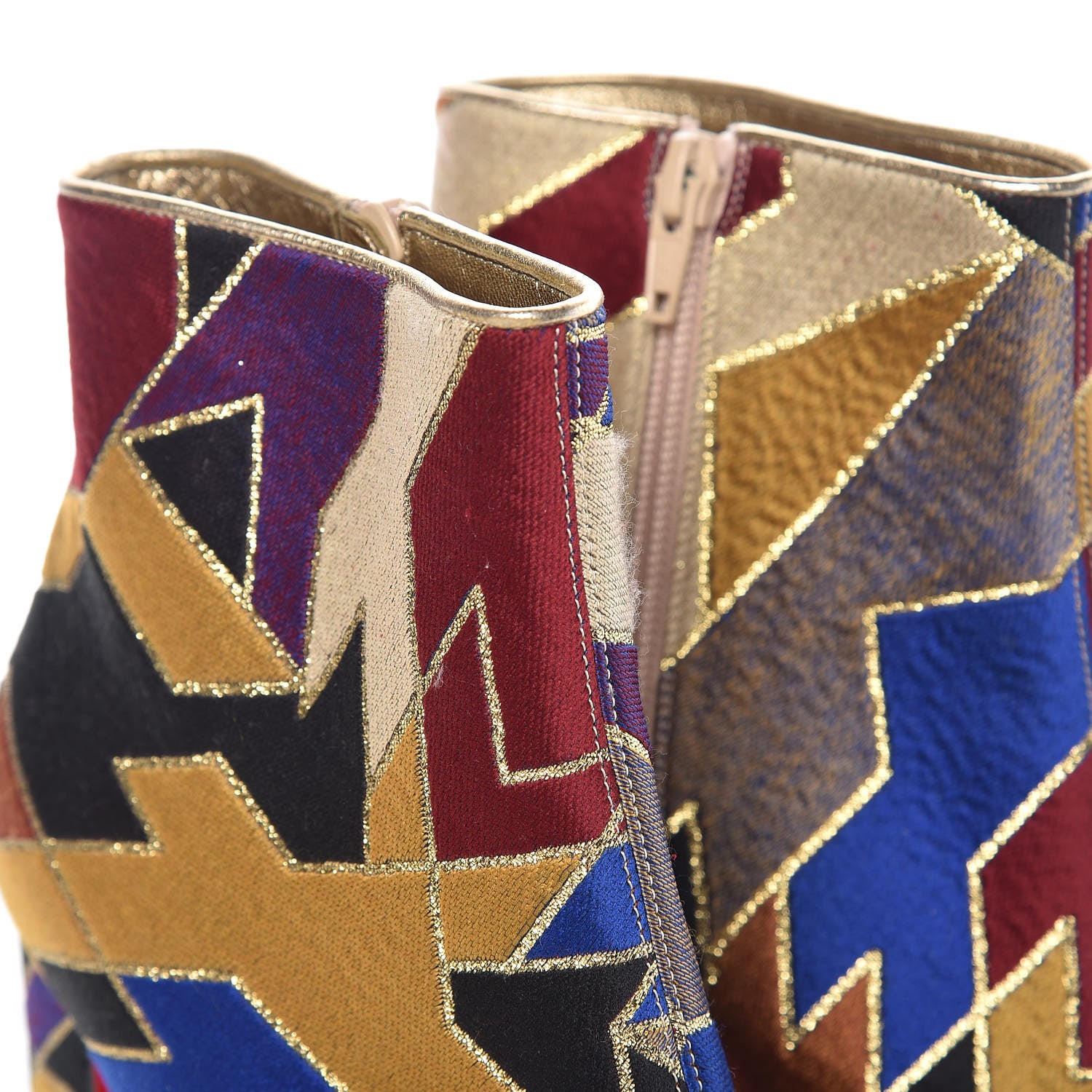 Christian Louboutin Nappa Silk Tissu Geometrique Hilconico 85 Booties 39.5 Multicolor 8 of 13