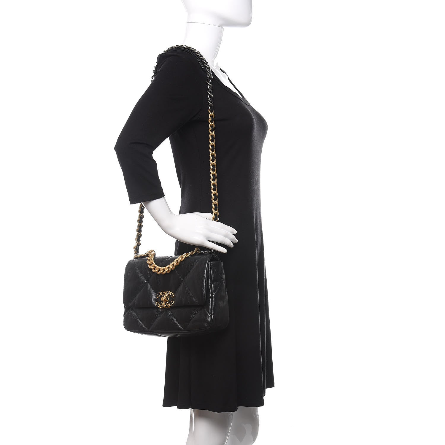 Chanel Goatskin Quilted Medium 19 Flap Black 2 of 11