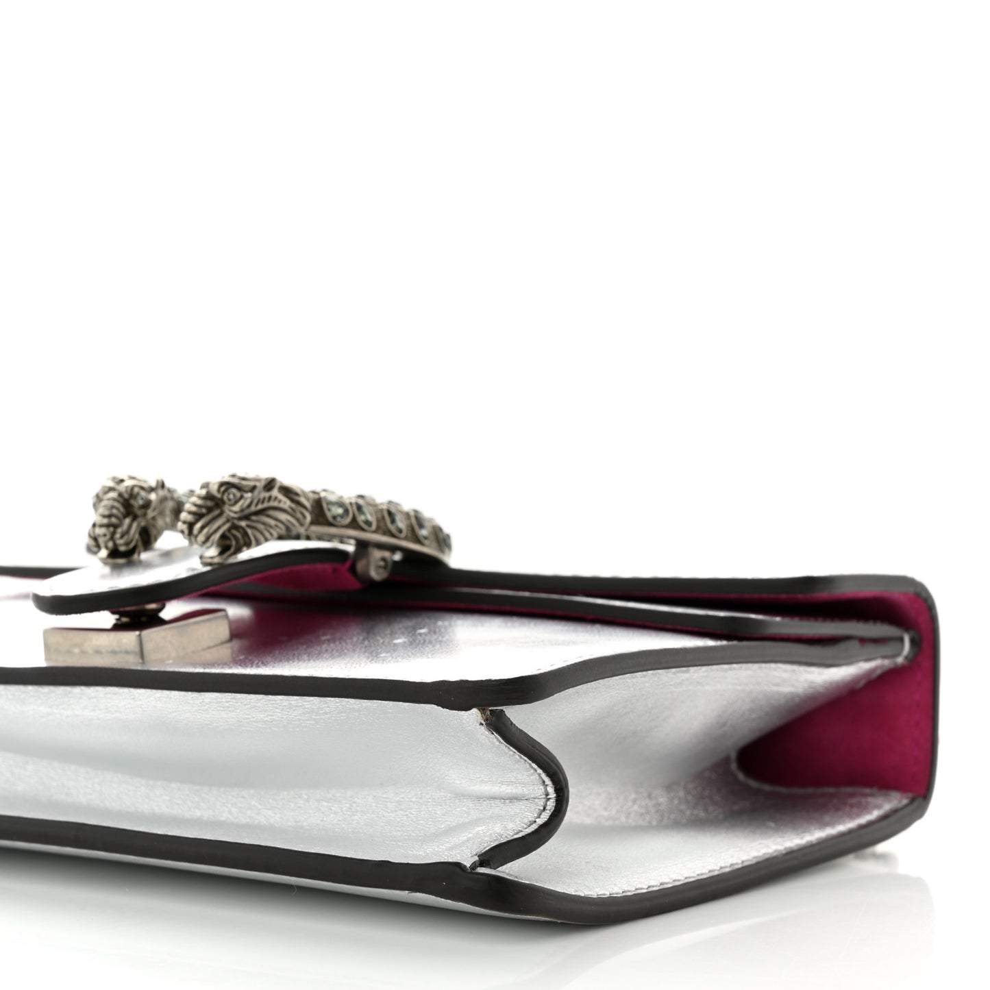 Metallic Calfskin Crystal Mini Dionysus Shoulder Bag Silver