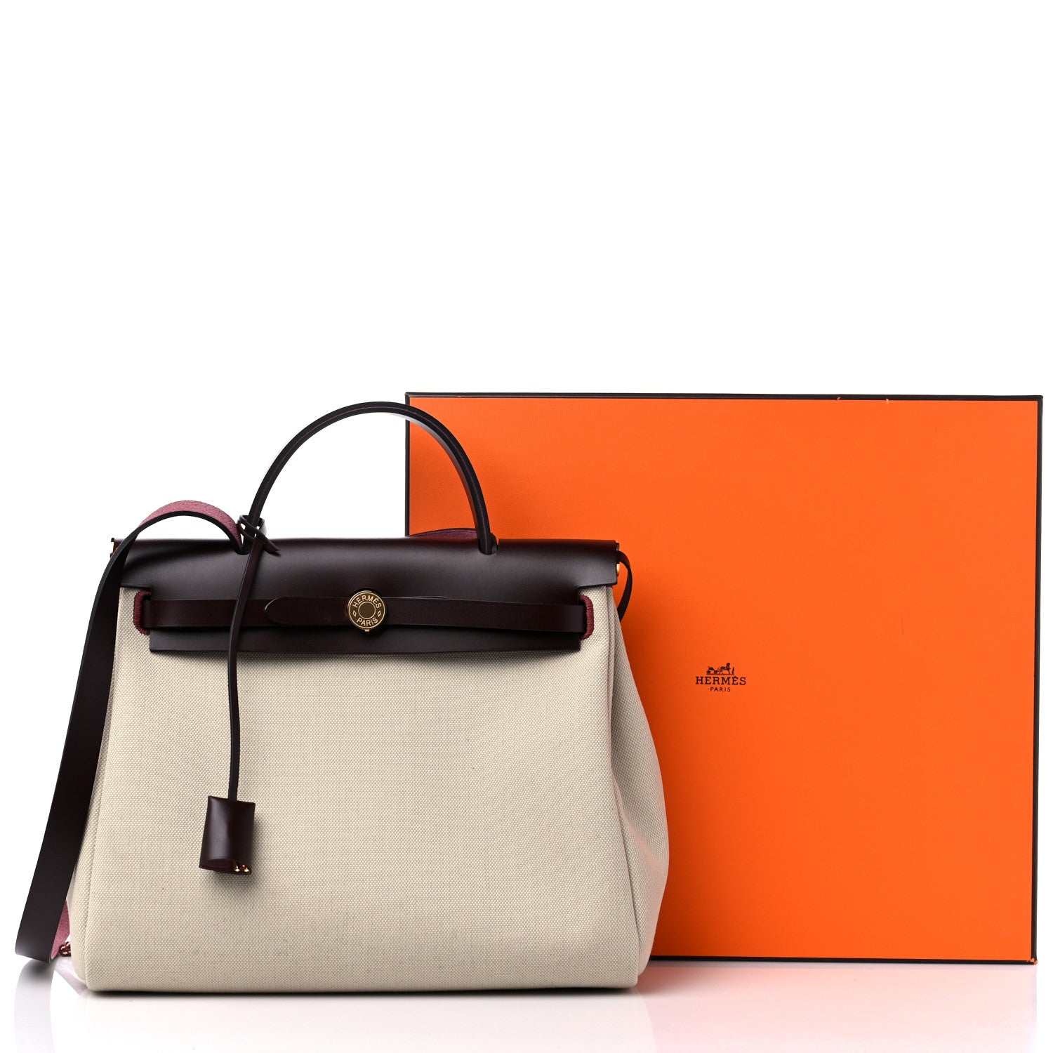 Hermes Military Toile Vache Hunter Herbag Zip Retourne 31 PM Beton Rouge Sellier 10 of 10