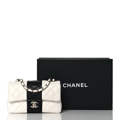 Chanel Lambskin Quilted Mini Rectangular Flap White Black 13 of 13