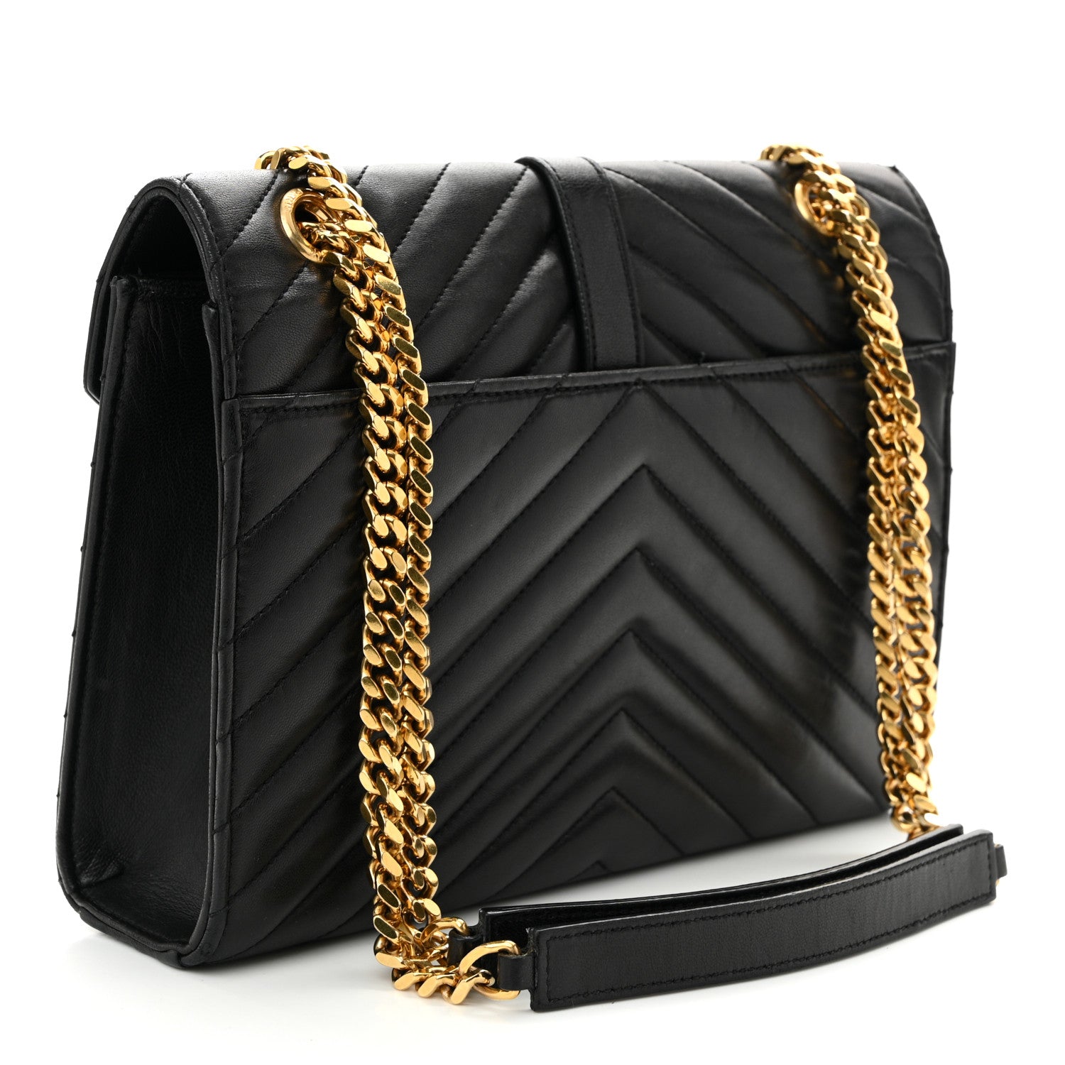 Saint Laurent Lambskin Matelasse Chevron Medium Monogram Satchel Black 3 of 11
